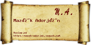 Mazák Adorján névjegykártya
